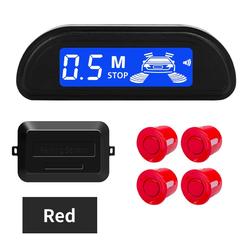 Car Parking Sensor Kit with Auto Parktronic Reverse LED Monitor 22Mm 4 Sensors Radar Detector System Backlight Display