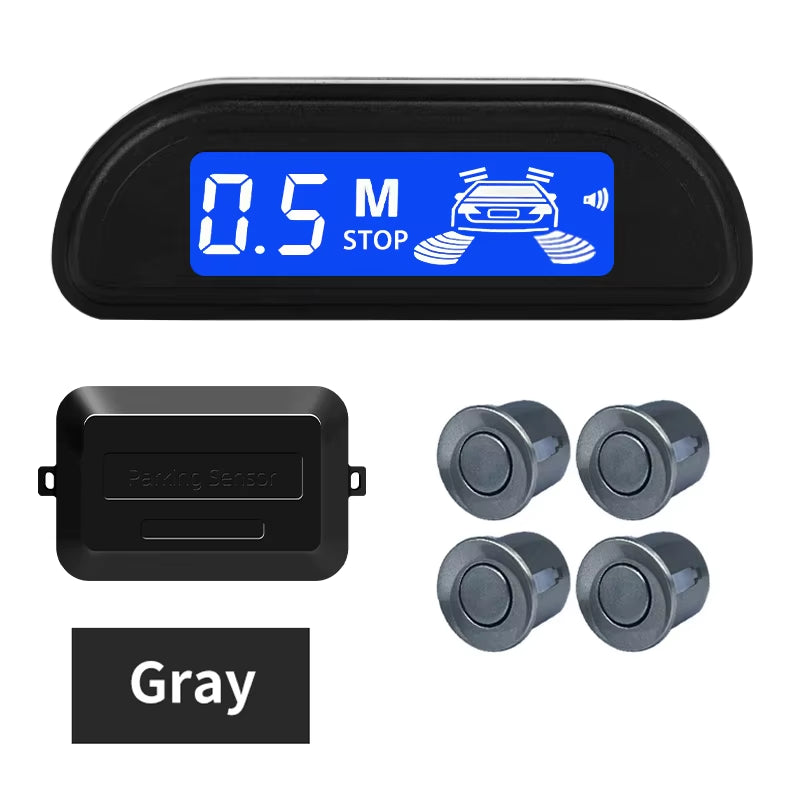 Car Parking Sensor Kit with Auto Parktronic Reverse LED Monitor 22Mm 4 Sensors Radar Detector System Backlight Display