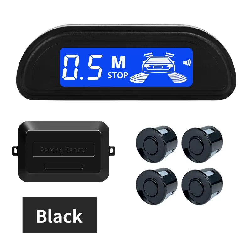 Car Parking Sensor Kit with Auto Parktronic Reverse LED Monitor 22Mm 4 Sensors Radar Detector System Backlight Display