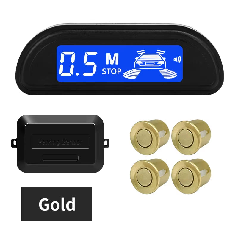 Car Parking Sensor Kit with Auto Parktronic Reverse LED Monitor 22Mm 4 Sensors Radar Detector System Backlight Display