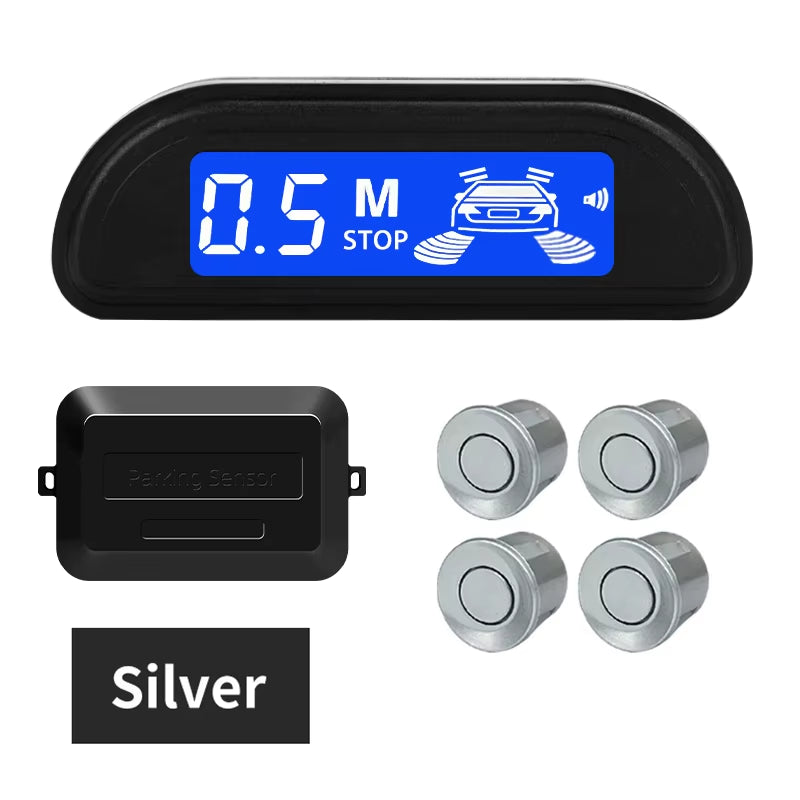 Car Parking Sensor Kit with Auto Parktronic Reverse LED Monitor 22Mm 4 Sensors Radar Detector System Backlight Display